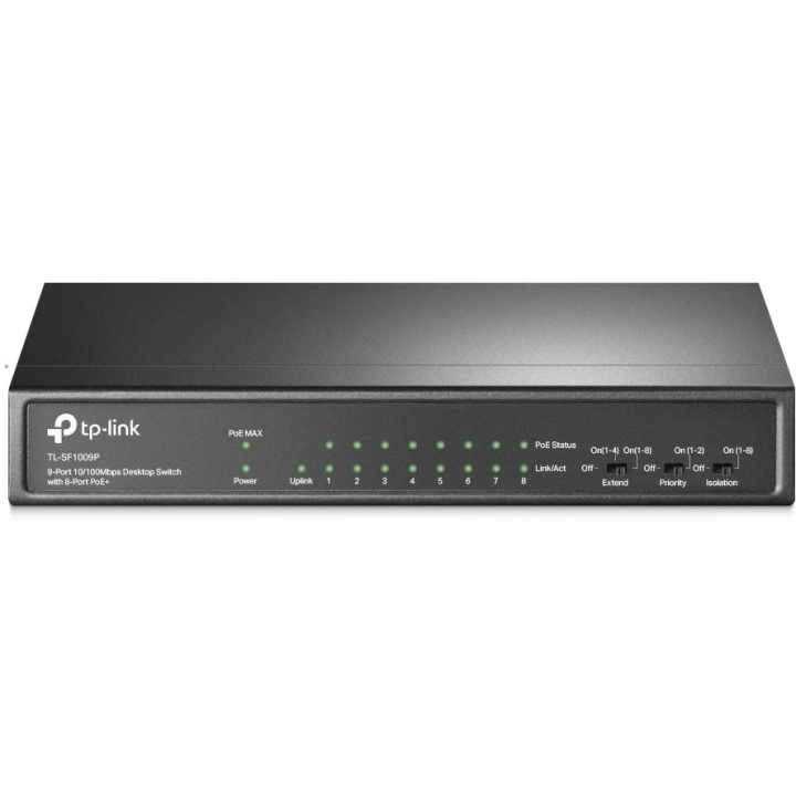 TP-Link TL-SF1009P 9 portu 10/100 Mbps galddatora slēdzis ar 8 PoE+ portiem