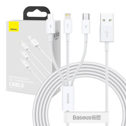 USB-кабель 3в1 Baseus Superior Series, USB to micro USB/USB-C/Lightning, 3,5А, 1,5м (белый)