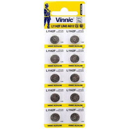 Vinnic L1142F / AG12 / LR43 / 186 / V12GA 1.5V 100mAh Alkaline pulksteņa baterijas 1 gab.