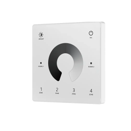 Mono tālvadības pults reostata panelis, plāns balts pie sienas stiprināms 4 zonu LED RF 2,4 GHz SD sērija
