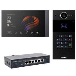 Akubela video domofonu komplekts PoE panelis Akuvox R20K + monitors PG71N-POE-EU