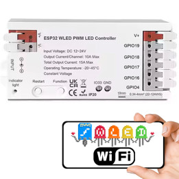 Smart LED kontrolieris 5in1 PWM 10A 12-24V ESP32 GL Series WiFi WLED