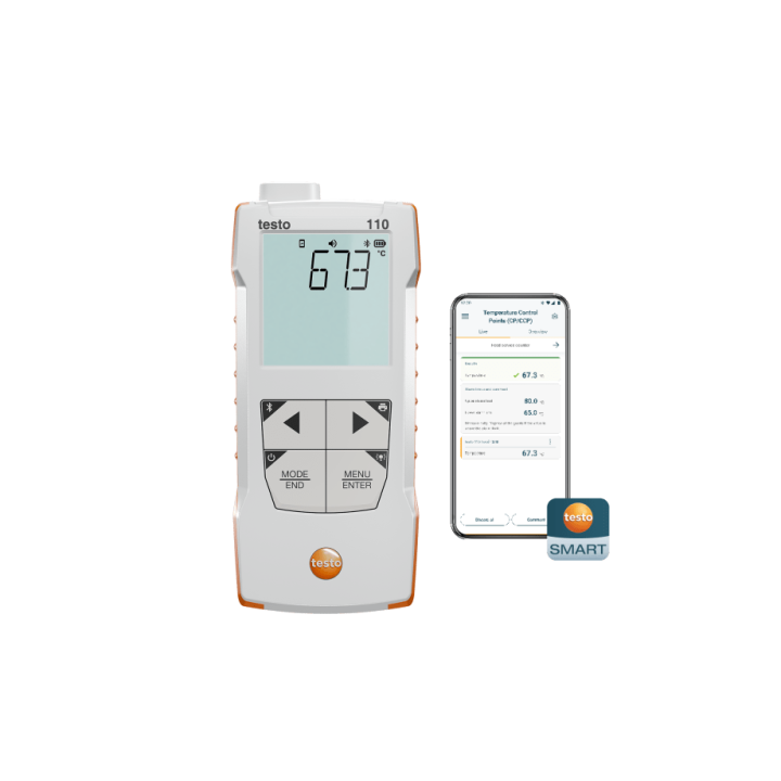 Universalus maisto pramones temperaturos matavimo prietaisas Testo 110 Food su programeles rysiu