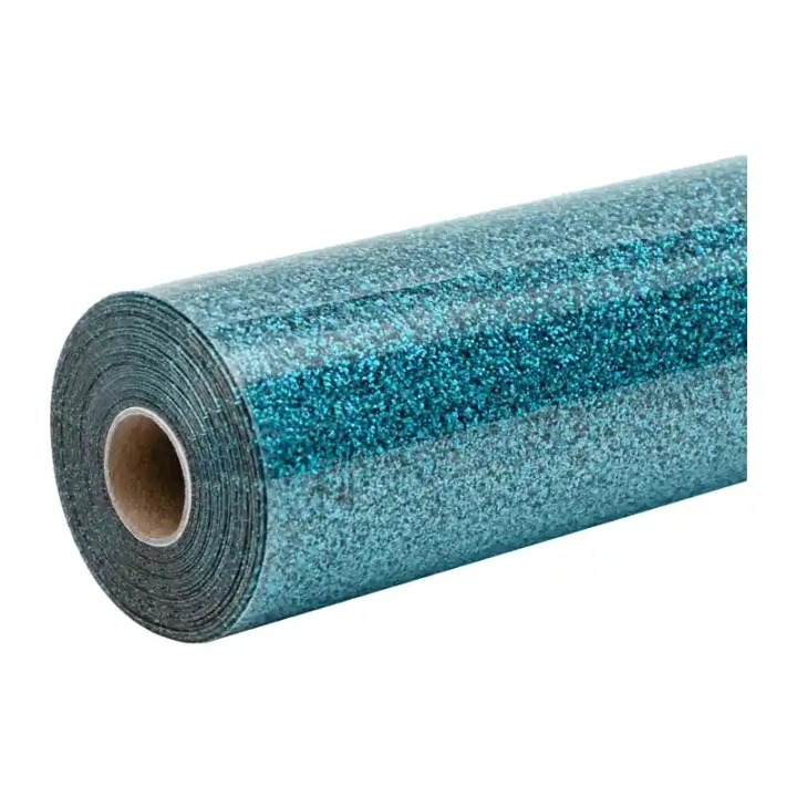 HTVRONT Glitter siltuma pārneses plēve, 30,5 cm x 90 cm (zila)