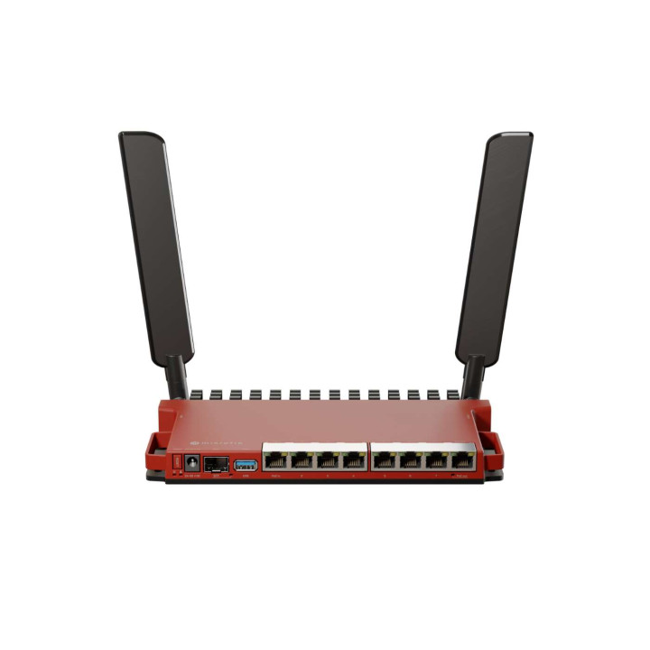 MikroTik L009UiGS-2HaxD-IN bezvadu maršrutētājs, Gigabit Ethernet, Wi-Fi 6 (2.4 GHz), ārējā antena, sarkans