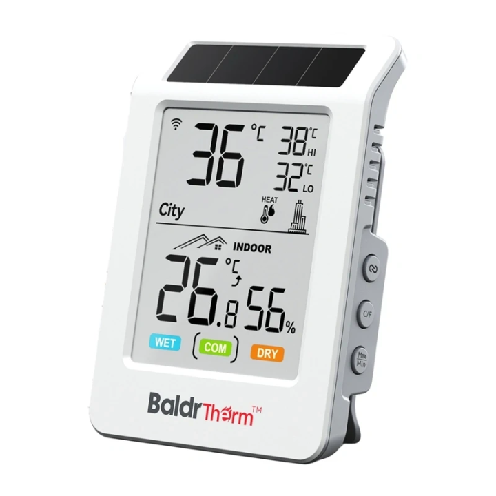 BALDRTHERM HCS596WB ar saules enerģiju darbināms Wi-Fi termohigrometrs