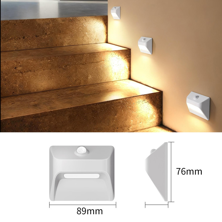 Immax STEP LIGHT bezvadu kāpņu telpas apgaismojums, PIR sensors, balts paklājiņš