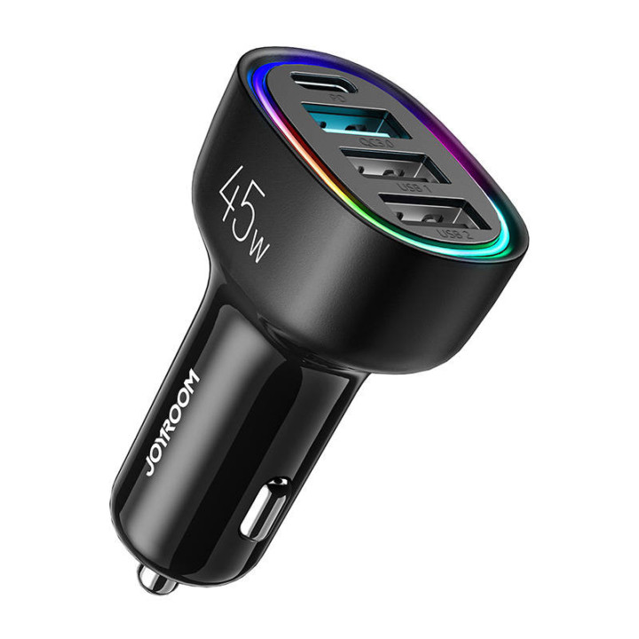 Автомобильное зарядное устройство Joyroom JR-CL09, 4 порта, 1x USB-C PD, 1x USB QC3.0, 2x USB (черный)