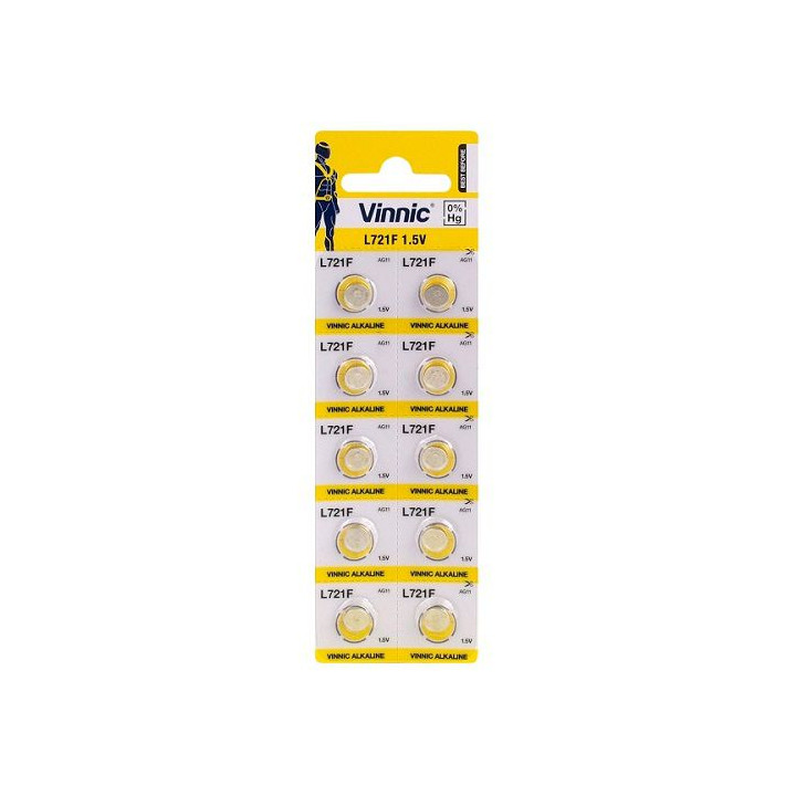 Vinnic L721F / AG11 / 362/361 1.5V 18mAh Alkaline pulksteЕ†a baterijas 10 gab.