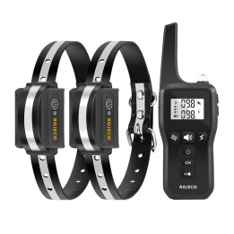Rojeco PD529 1000 m suņu apmācības kaklasiksna ar 2 kakla siksnām (melna)