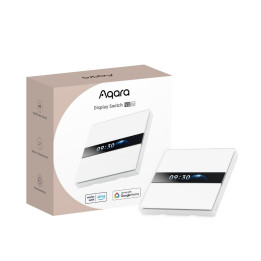 Aqara V1 Displeja Slēdzis 2-kanālu viedais Zigbee sienas panelis ar LCD ekrānu, 230V AC, 8A, Balts