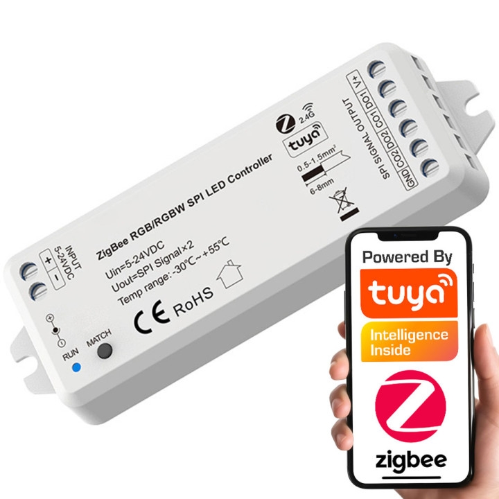 LED kontrolieris 5-24VDC RGB RGBW SPI RF + ZIGBEE TUYA