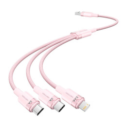 Кабель USB 2.0 А на 3в1 3А Vention CTPPG 1.5M (розовый)