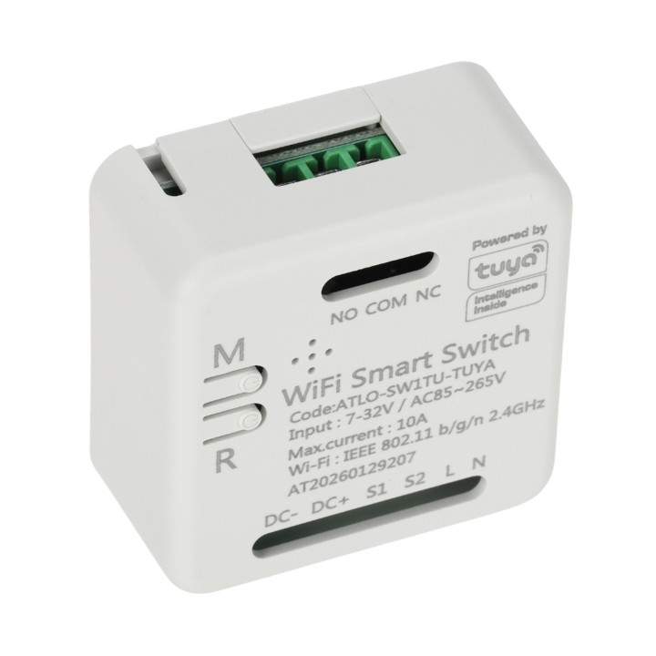 ATLO ATLO-SW1TU-TUYA Viedais Wi-Fi sienas slēdzis, saderīgs ar Tuya, balss vadība ar Alexa un Google Home