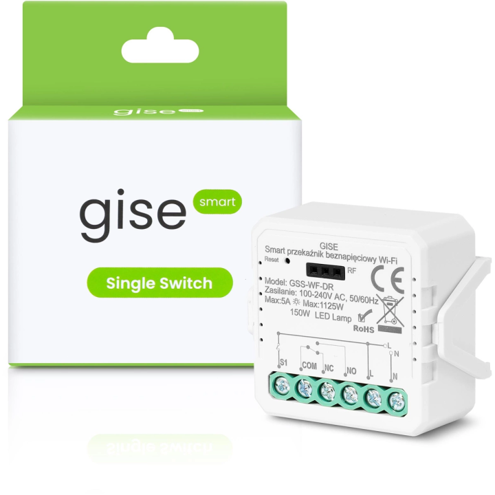 GISE Smart GSS-WF-DR – Tuya Wi-Fi bezpotenciāla releja modulis
