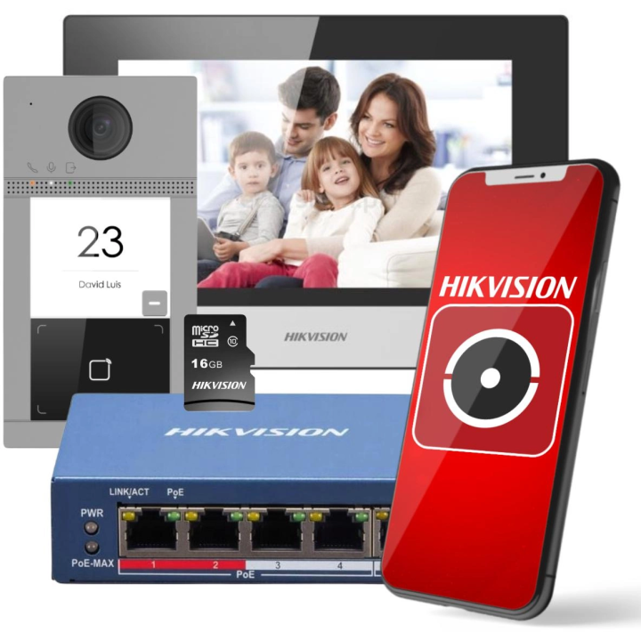 Hikvision DS-KIS604-S(C) IP video domofona komplekts ar PoE un divvirzienu audio