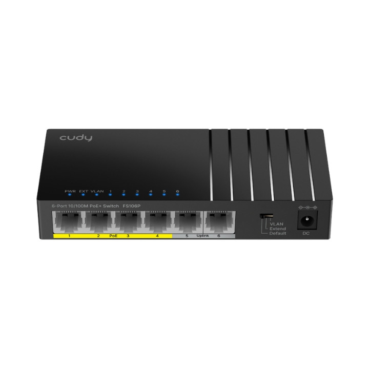 ПЕРЕКЛЮЧАТЕЛЬ POE FS106P 4 PRIEVADŲ + 2X UPLINK CUDY