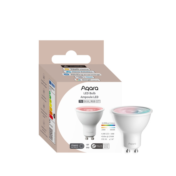 Aqara T2 viedā LED spuldze GU10 RGB CCT 450lm 2000K balta