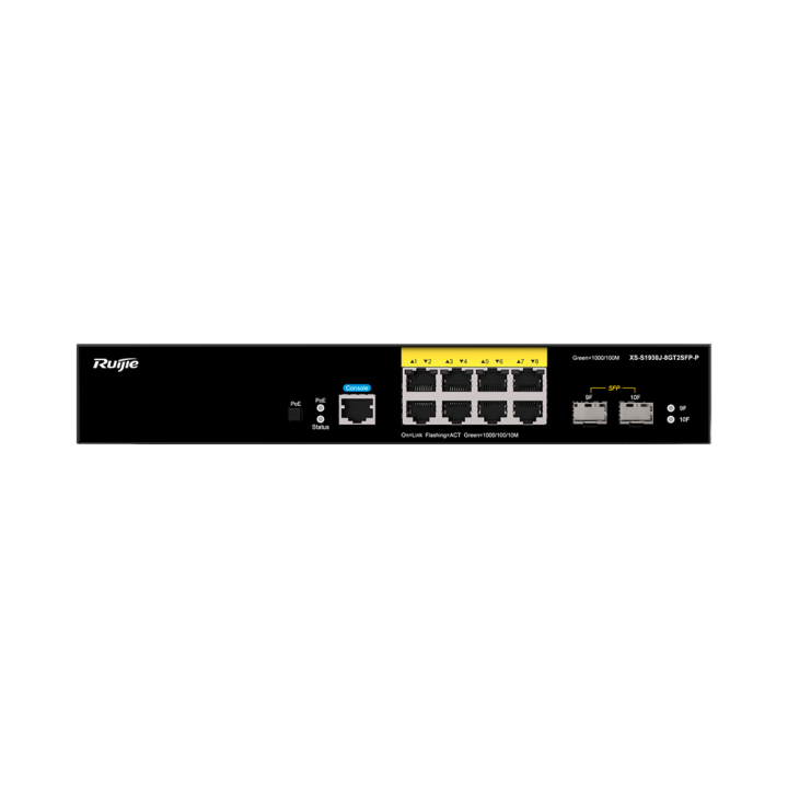 RUIJIE RG-XS-S1930J-8GT2SFP-P управляемый Gigabit PoE+ коммутатор, 8x PoE+ 2x SFP, L2