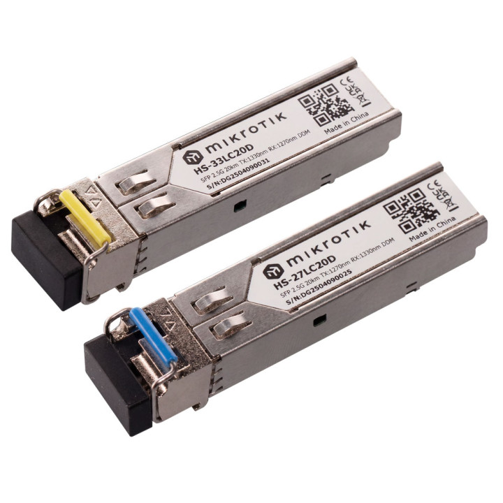 MikroTik HS-2733LC20D - Zestaw модуль BiDi SFP 1G/2,5G 20 км (2 шт.)