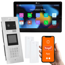 Genway KIT-F-M91-V13C-A01 daudzdzīvokļu video domofonu komplekts 2 ģimenēm ar papildu klausuli, kodu/karti/fob ieeju, Tuya viedt