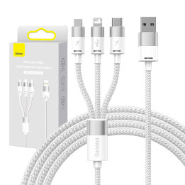 USB-кабель 3в1 Baseus StarSpeed ​​Series, USB-C + Micro + Lightning 3,5А, 1,2м (Белый)