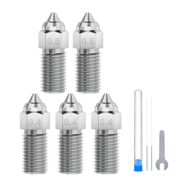 ELEGOO Neptune 4 / 4 Pro Набор насадок из закаленной стали (0,4 мм x3, 0,6 мм x1, 0,8 мм x1)