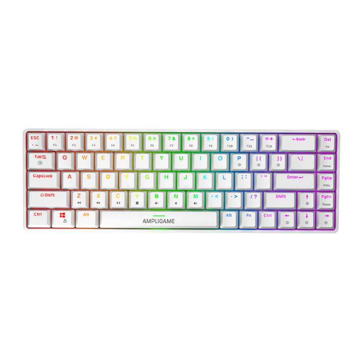 Fifine GK1W mehāniskā tastatūra, 65% RGB (balta)