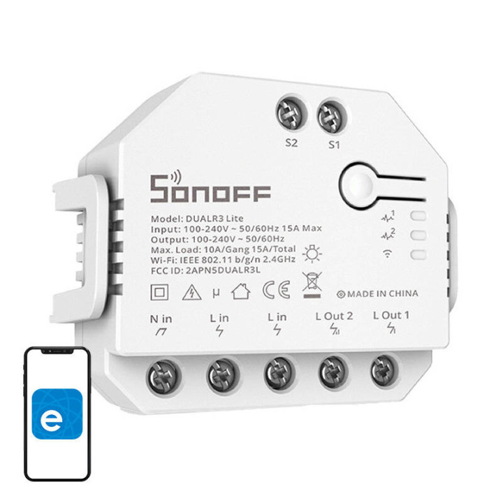 Sonoff Dual Lite (R3) 2 grupu WiFi viedais relejs