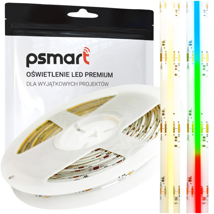 PSMART LED COB sloksne 24V RGB+CCT 3500-6500K 12mm IP65 840led/m 5m