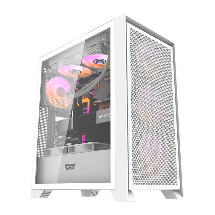 Darkflash DRX70 MESH datora korpuss (balts) + 4 RGB ventilatori
