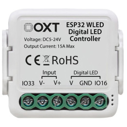 OXT mini moduļa WLED kontrolieris RGBIC/RGBWIC/MONOIC 15A 5–24V ESP32 mikrofons WLED