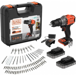 BLACK & DECKER 18 V triecienurbjmašīna (2 x 2,0 Ah akumulatori, 1 A lādētājs, 80 piederumi) BCD383D2XKA-QW