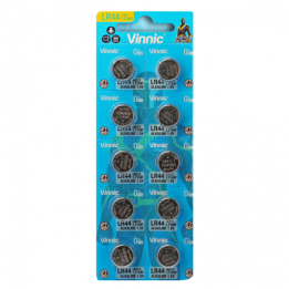 Vinnic L1154F AG13 LR44 A76 V13GA 1.5V 140mAh sārma akumulatori 10 gab.