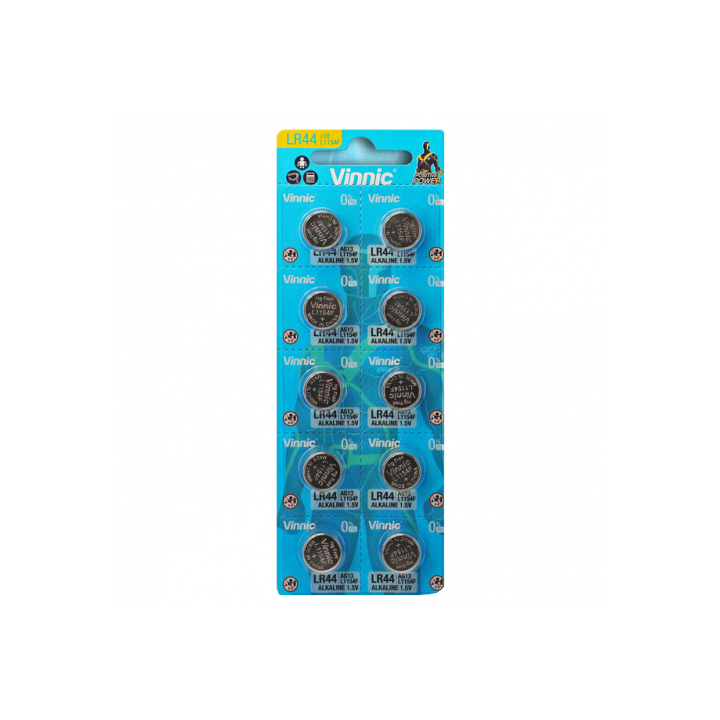 Vinnic L1154F AG13 LR44 A76 V13GA 1.5V 140mAh sārma akumulatori 10 gab.