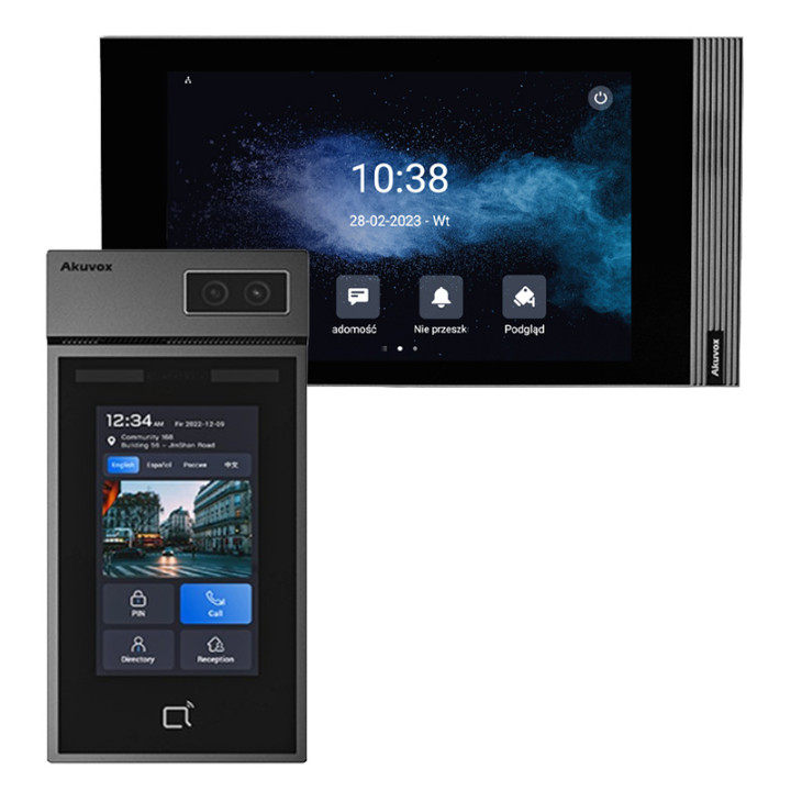 Akuvox S535 video durvju ieejas komplekts ar S535 āra paneli un S562 iekštelpu monitoru, Linux PoE