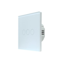 SmartWise T63 UNI Zigbee 3.0 + RF, 3 grupu viedais sienas slēdzis, universāla elektroinstalācija, balts skārienpanelis