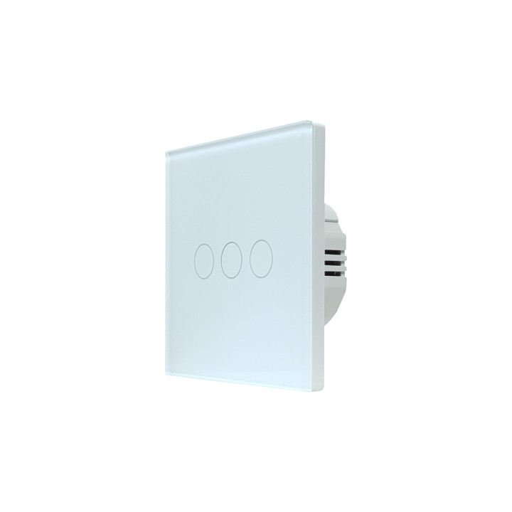 SmartWise T63 UNI Zigbee 3.0 + RF, 3 grupu viedais sienas slēdzis, universāla elektroinstalācija, balts skārienpanelis