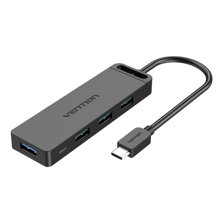 Centrmezgls 5in1 ar 4 portiem USB 3.0 un USB-C kabeli Vention TGKBB 0,15 m Black