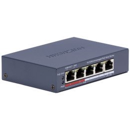 Hikvision DS-3E0105P-E/M(C) PoE коммутатор 4 порта 60 Вт