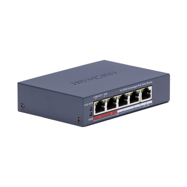 Hikvision DS-3E0105P-E/M(C) PoE коммутатор 4 порта 60 Вт