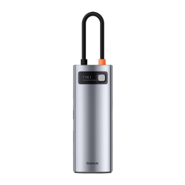 Hub 7in1 Baseus Gleam, USB-C līdz 1x HDMI4K 60Hz + 3x USB3.0 + 1x PD + 1x SD/TF (pelēks)