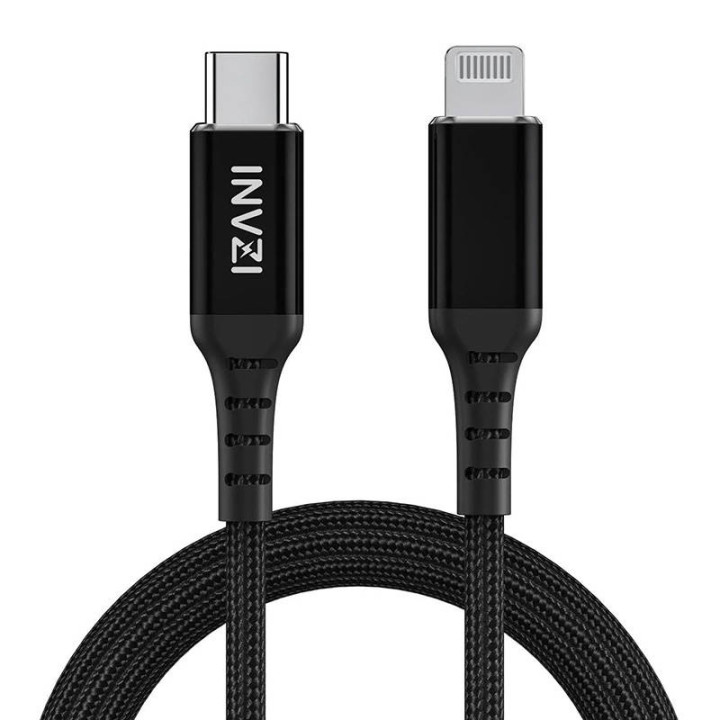 INVZI USB-C uz Lightning kabelis, MFi, 2m (melns)