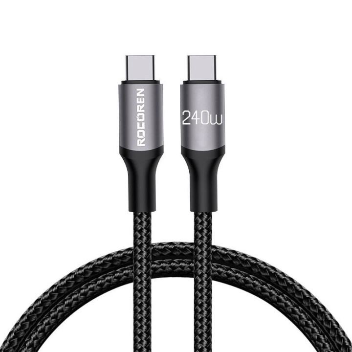Ātrās uzlādes kabelis Rocoren USB-C uz USB-C Retro Series 2m 240W (pelēks)