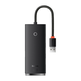 Baseus Lite Series Hub 4in1 USB līdz 4x USB 3.0, 25cm (melns)