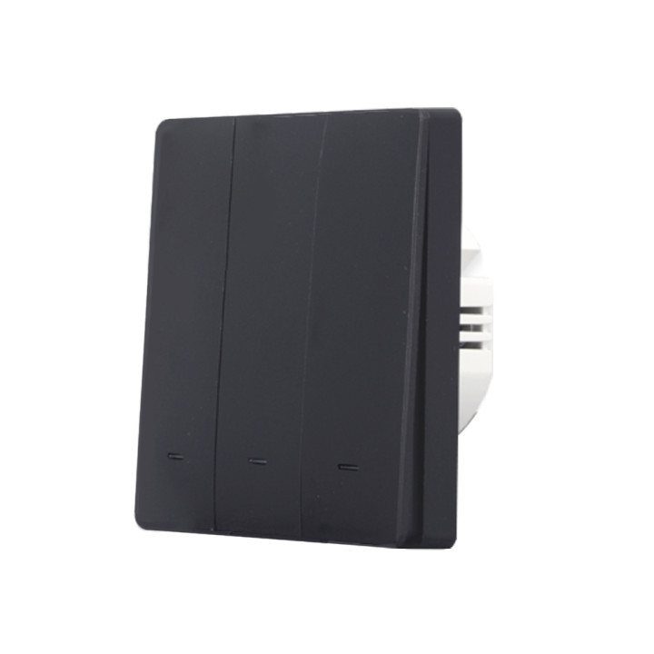 SmartWise B63 UNI Zigbee 3.0 + RF, 3 grupu viedais sienas slēdzis, universāls vads, fiziska spiedpoga, melna
