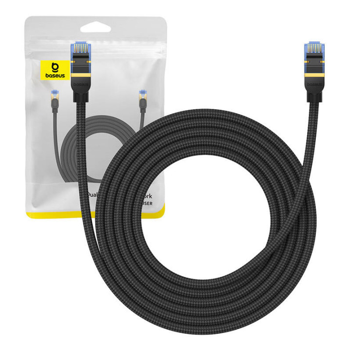 Pīts tīkla kabelis Cat.7 Baseus Ethernet RJ45, 10Gbps, 3m (melns)