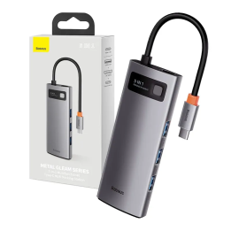 Hub 5in1 Baseus Metal Gleam Series, USB-C līdz 3x USB 3.0 + HDMI + USB-C PD