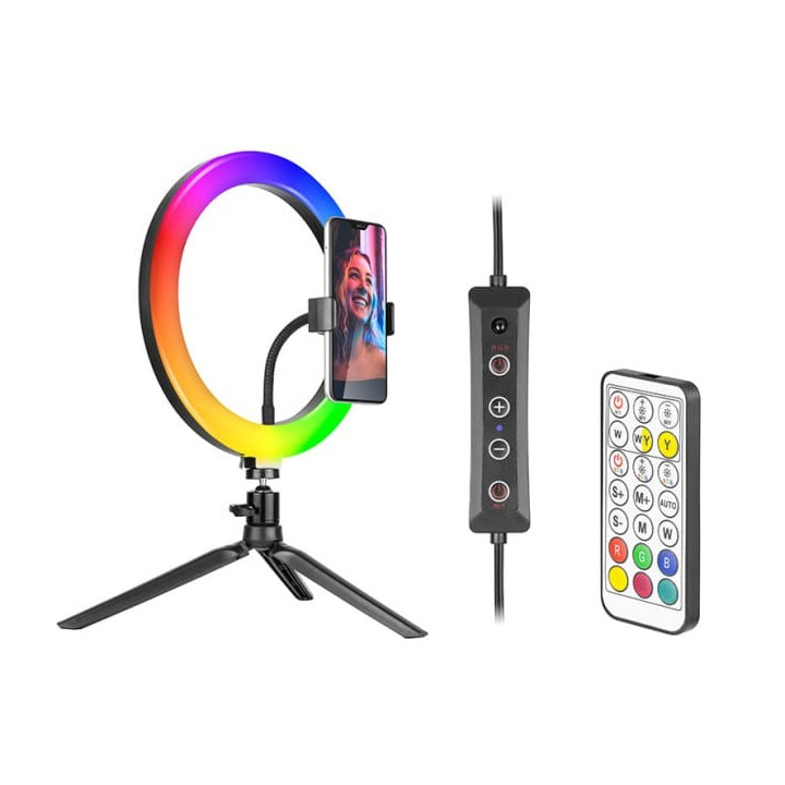 Tracer RGB gredzenveida lampa 26cm ar statīvu
