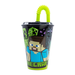 Чашка для воды с трубочкой для детей STOR 40430 430 мл Minecraft (черная)